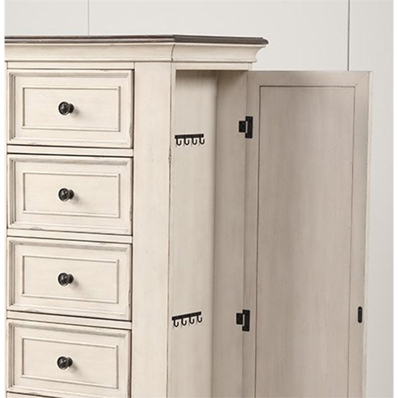 New Classic Furniture Anastasia 6-Drawer Wood Chest with Mirror in White