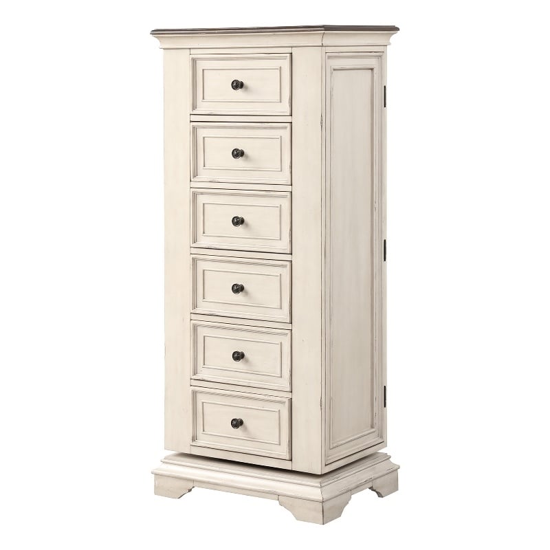 New Classic Furniture Anastasia 6-Drawer Wood Chest with Mirror in White