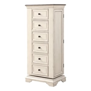 New Classic Furniture Anastasia 6-Drawer Wood Chest with Mirror in White