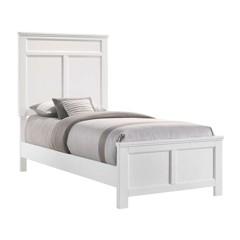 New Classic Furniture Andover Traditional Wood Twin Bed in White