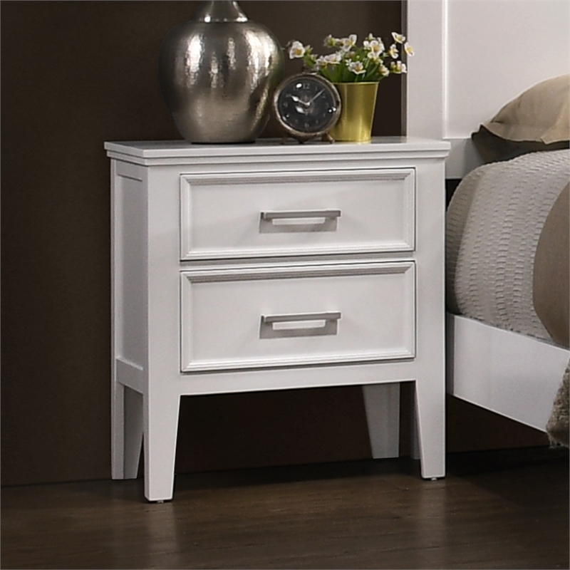 New Classic Furniture Andover Wood Nightstand with 2 Drawers in White