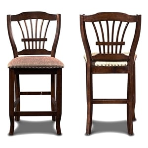 New Classic Bixby 25.5&quot Wood & Fabric Counter Chair in Espresso (Set of 2)