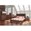 New Classic Cagney 4-Piece Wood Queen Bedroom Set with Chest in Chestnut