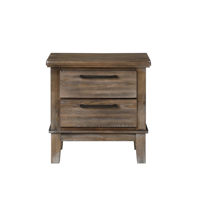 New Classic Cagney 4-Piece Wood King Bedroom Set with Nightstand in Brown