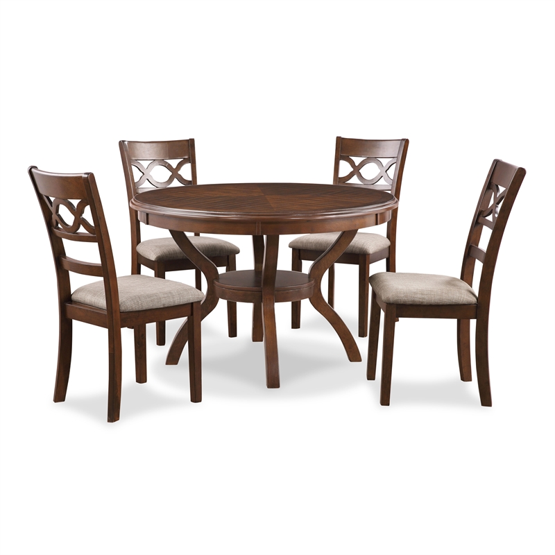 New Classic Cori 5-Piece Round Wood Dining Table Set with 4 Chairs in Cherry
