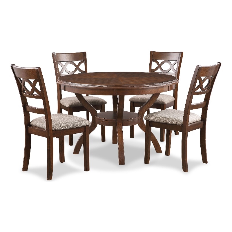New Classic Cori 5-Piece Round Wood Dining Table Set with 4 Chairs in Cherry