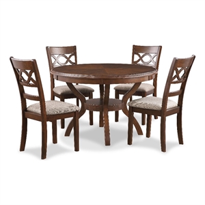 New Classic Cori 5-Piece Round Wood Dining Table Set with 4 Chairs in Cherry