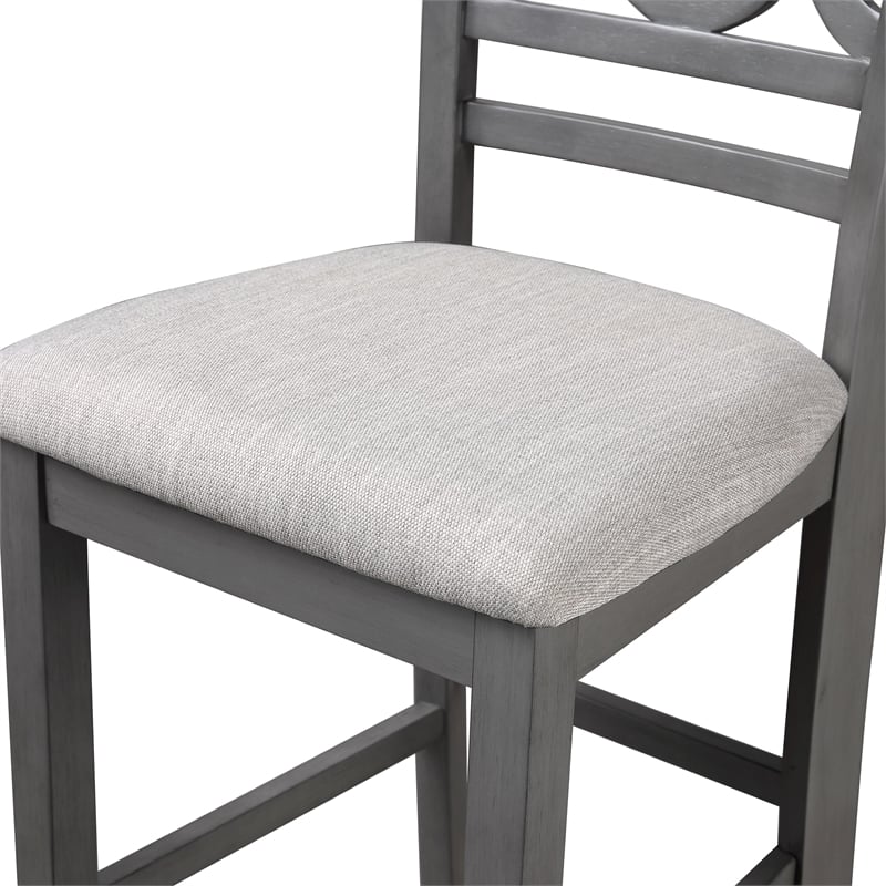 New Classic Cori 5-Piece Round Wood Counter Table Set with 4 Chairs in Gray