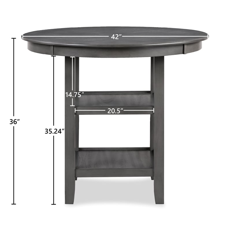 New Classic Cori 5-Piece Round Wood Counter Table Set with 4 Chairs in Gray