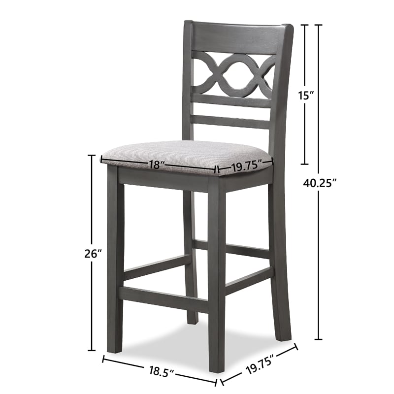 New Classic Cori 5-Piece Round Wood Counter Table Set with 4 Chairs in Gray