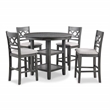 New Classic Cori 5-Piece Round Wood Counter Table Set with 4 Chairs in Gray