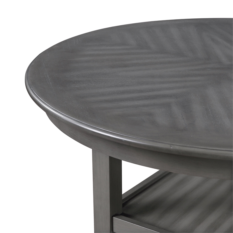 New Classic Cori 5-Piece Round Wood Counter Table Set with 4 Chairs in Gray
