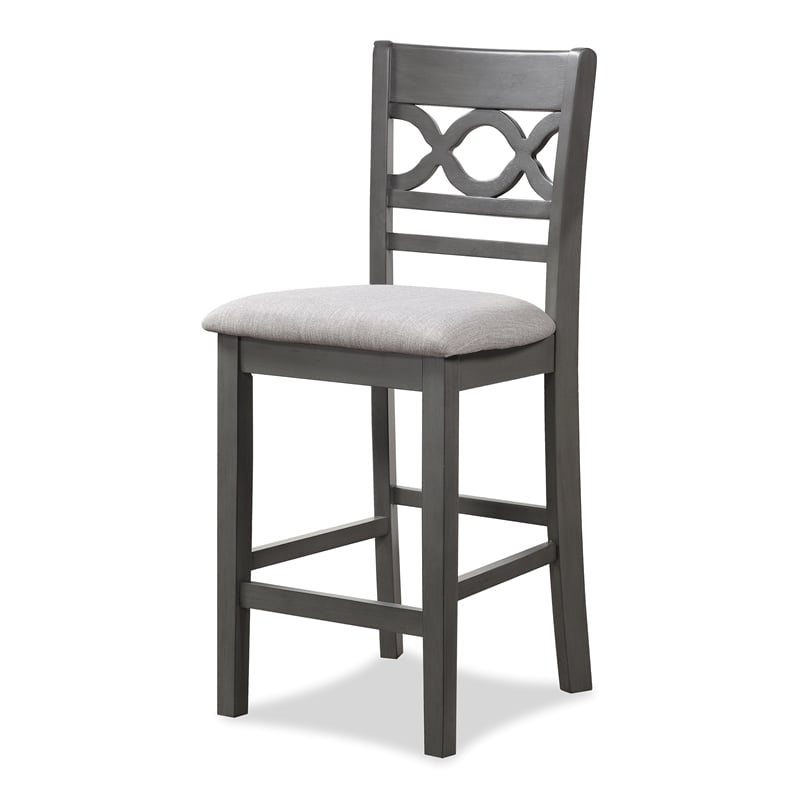 New Classic Cori 5-Piece Round Wood Counter Table Set with 4 Chairs in Gray