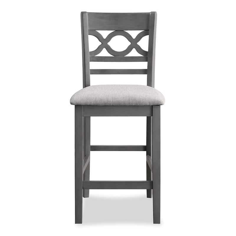 New Classic Cori 5-Piece Round Wood Counter Table Set with 4 Chairs in Gray