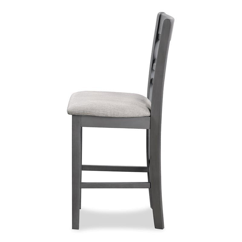 New Classic Cori 5-Piece Round Wood Counter Table Set with 4 Chairs in Gray