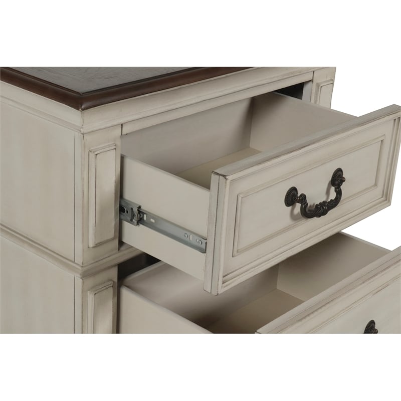New Classic Anastasia 4-PC Wood Queen Bedroom Set with Nightstand in Ant White