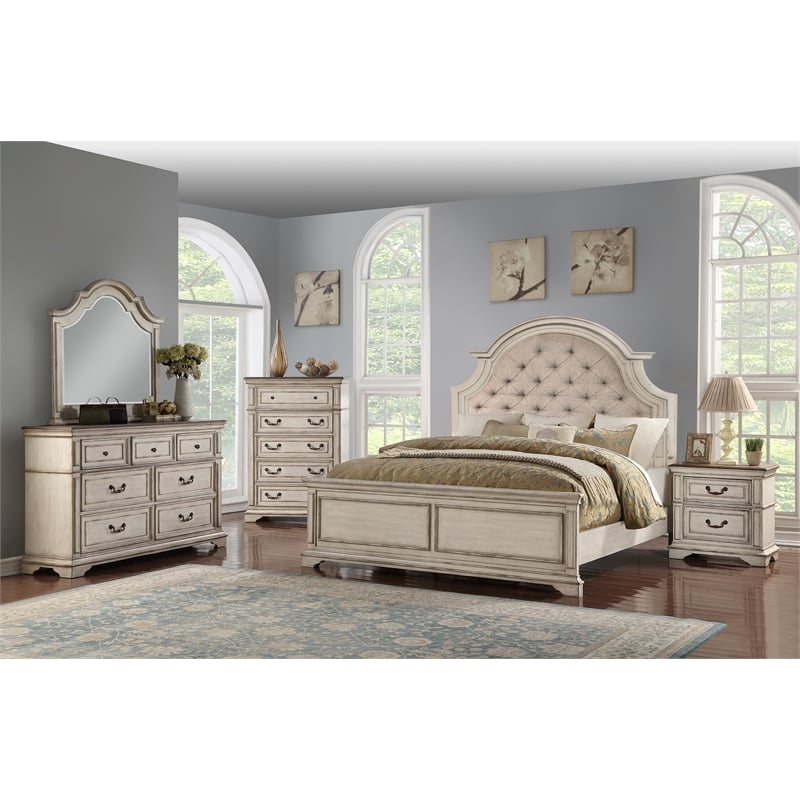 New Classic Furniture Anastasia 5-Piece Wood Queen Bedroom Set in Ant White