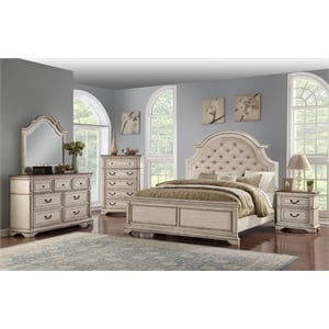New Classic Furniture Anastasia 5-Piece Wood Queen Bedroom Set in Ant White
