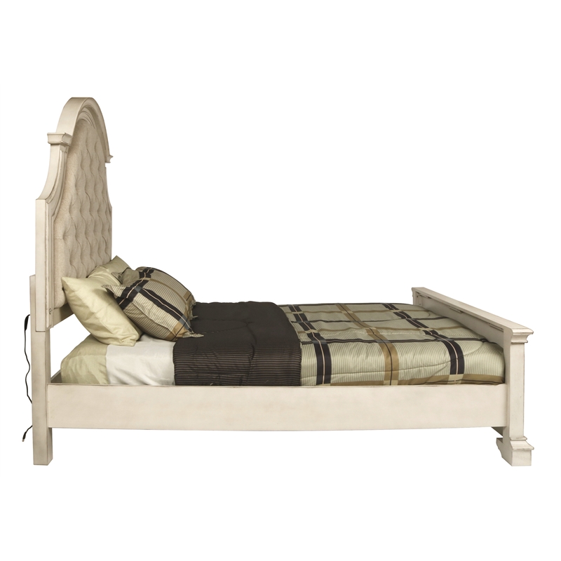 New Classic Furniture Anastasia California King Wood Bed in Ant White