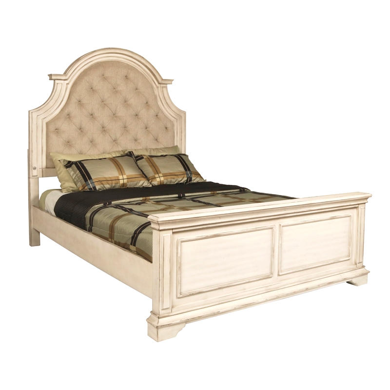 New Classic Furniture Anastasia Traditional Wood Queen Bed in Ant White
