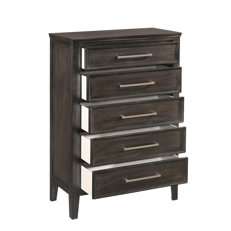 New Classic Furniture Andover 5-Piece Wood King Bedroom Set in Nutmeg