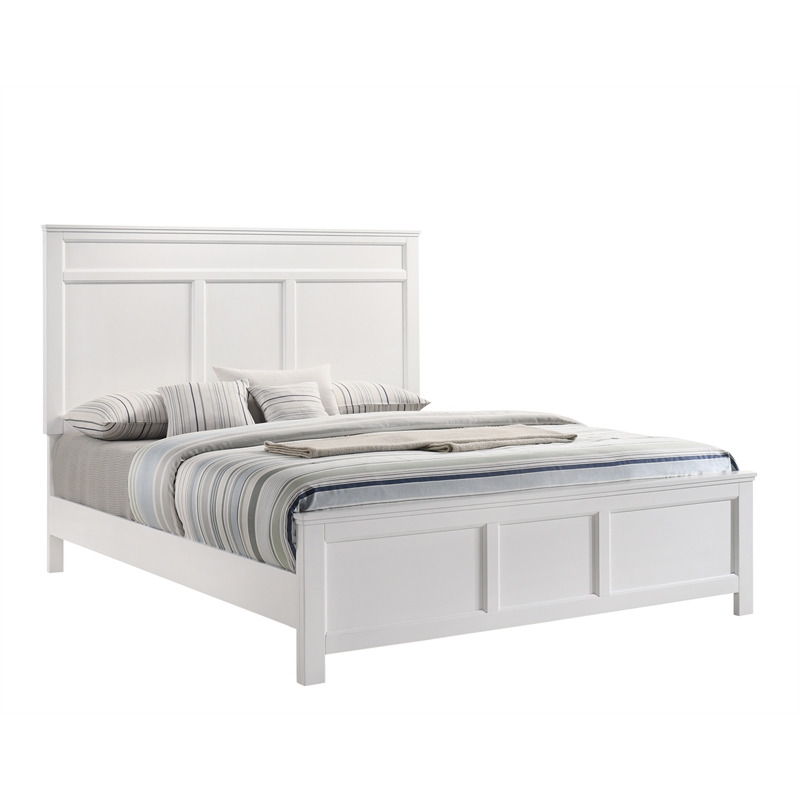 New Classic Andover 4-Piece Wood King Bedroom Set with Nightstand in White