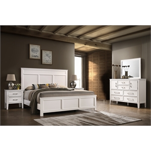 New Classic Andover 5-Piece Wood King Bedroom Set with 2 Nightstands in White