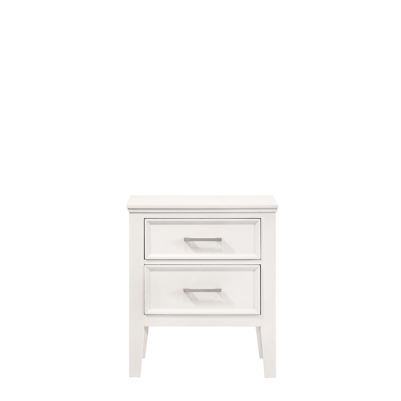 New Classic Andover 4-Piece Wood Cal King Bedroom Set with Nightstand in White