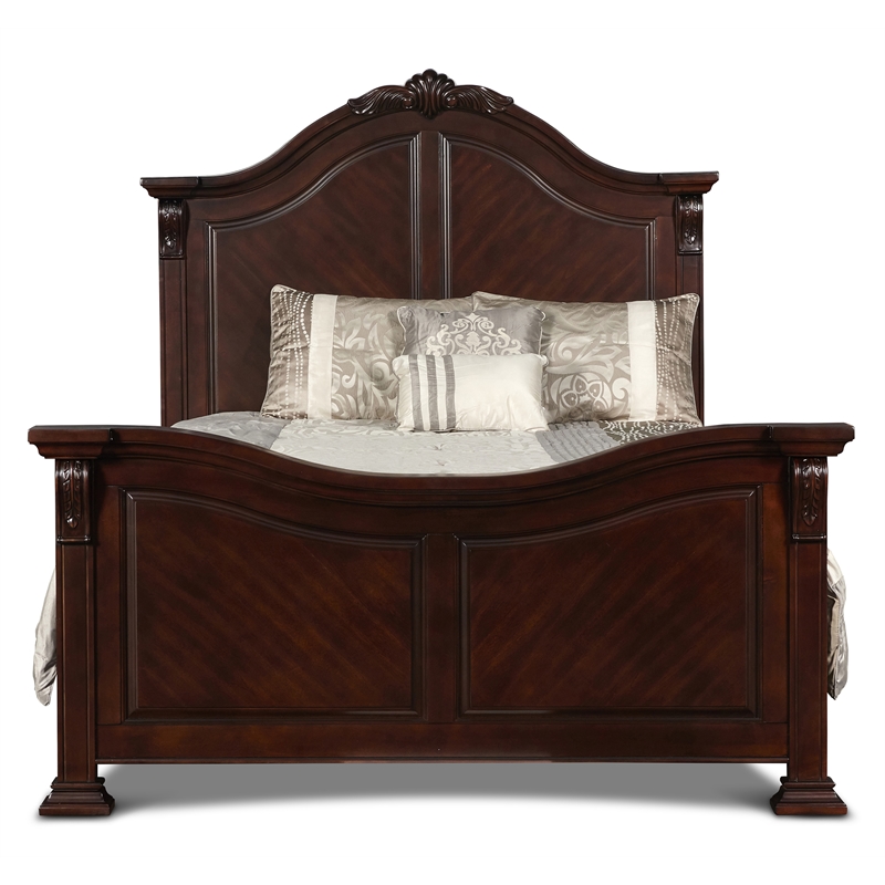 New Classic Emilie 4-Piece Wood Queen Bedroom Set with Chest in Tudor Brown ...