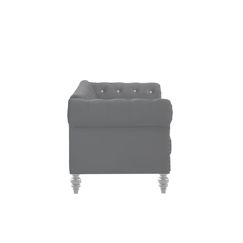 New Classic Furniture Emma Crystal Velvet Fabric Sofa in Gray