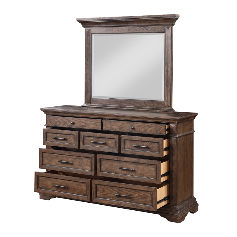 New Classic Mar Vista 4-PC Wood Cal King Bedroom Set with Nightstand in Walnut