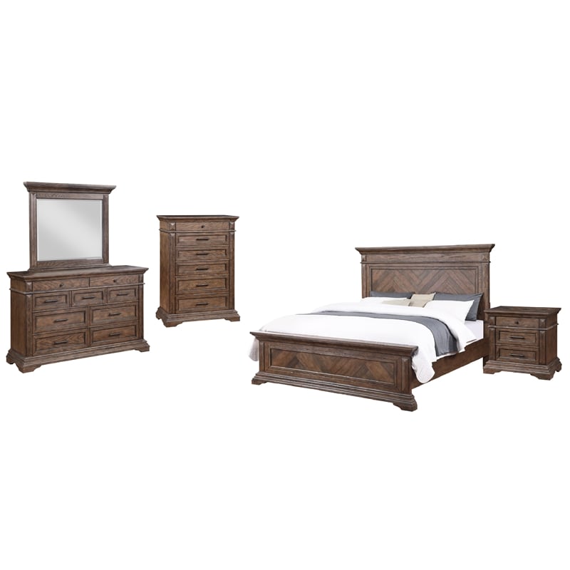 New Classic Mar Vista 5-Piece Wood California King Bedroom Set in Walnut