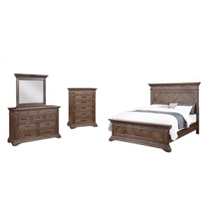 New Classic Mar Vista 4-Piece Wood Queen Bedroom Set with Chest in Walnut