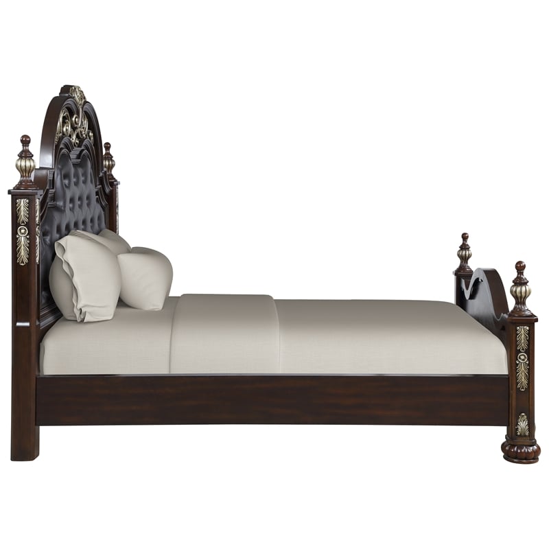 New Classic Furniture Maximus Solid Wood King Bed in Madeira Brown