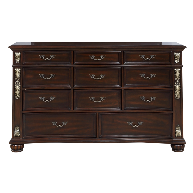 New Classic Maximus 4-PC Wood King Bedroom Set with Nightstand in Madeira Brown