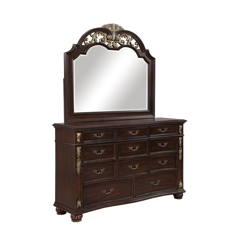 New Classic Maximus 5-PC Wood King Bedroom Set w/ 2 Nightstands in Madeira Brown
