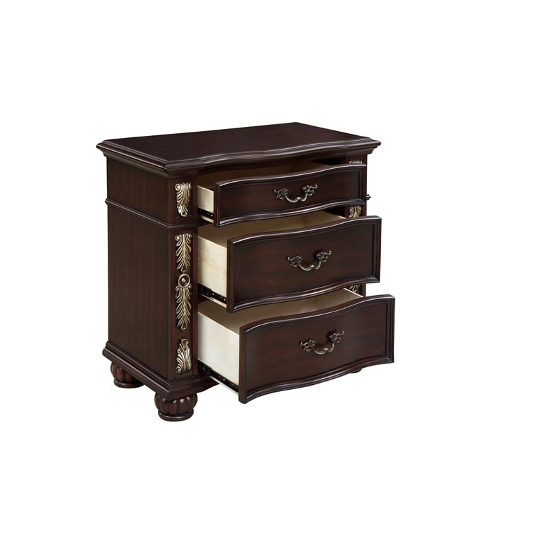 New Classic Maximus 5PC 2-Nightstand Wood Cal King Bedroom Set in Madeira Brown