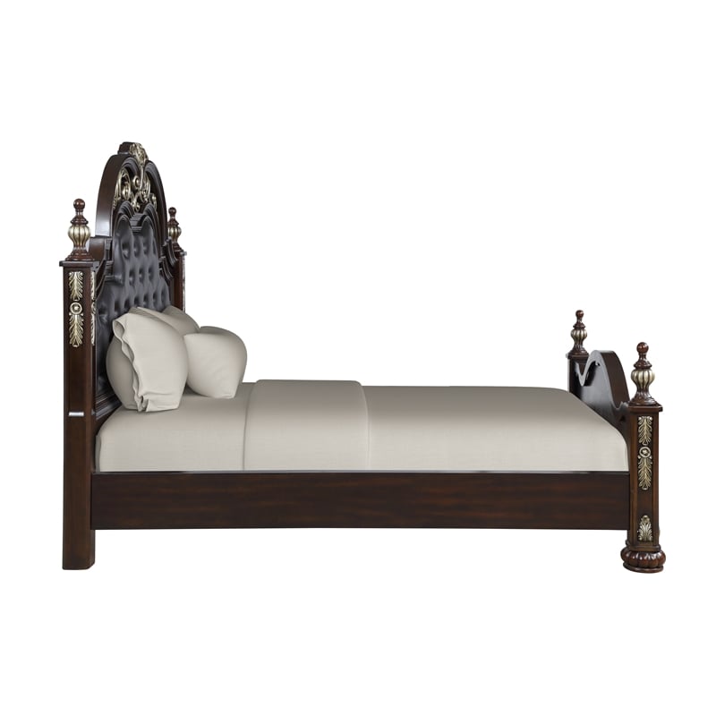 New Classic Maximus 5PC 2-Nightstand Wood Cal King Bedroom Set in Madeira Brown