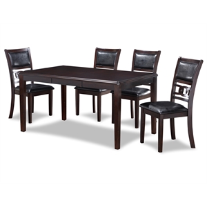 New Classic Gia 60&quot 5-Piece Rectangular Wood Dining Set with 4 Chairs in Ebony