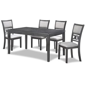 New Classic Gia 60&quot 5-Piece Rectangle Wood Dining Set with 4 Chairs in Gray