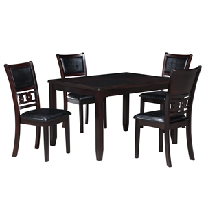New Classic Gia 48&quot 5-Piece Rectangular Wood Dining Set with 4 Chairs in Ebony