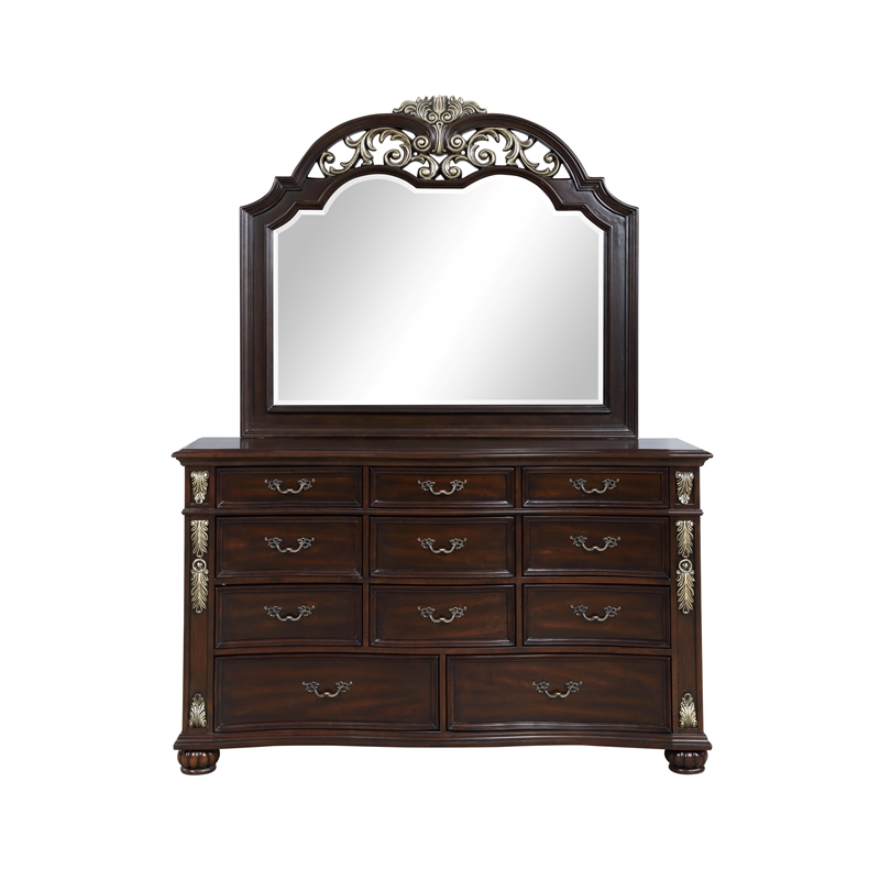 New Classic Maximus 4-PC Wood Queen Bedroom Set with Nightstand in Madeira Brown