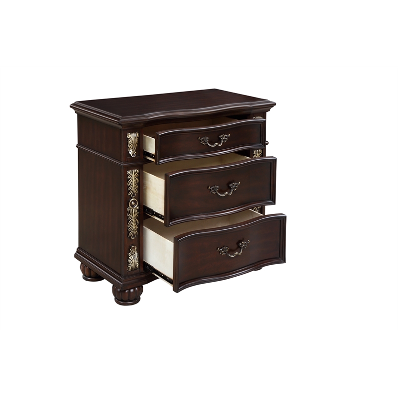 New Classic Maximus 4-PC Wood Queen Bedroom Set with Nightstand in Madeira Brown