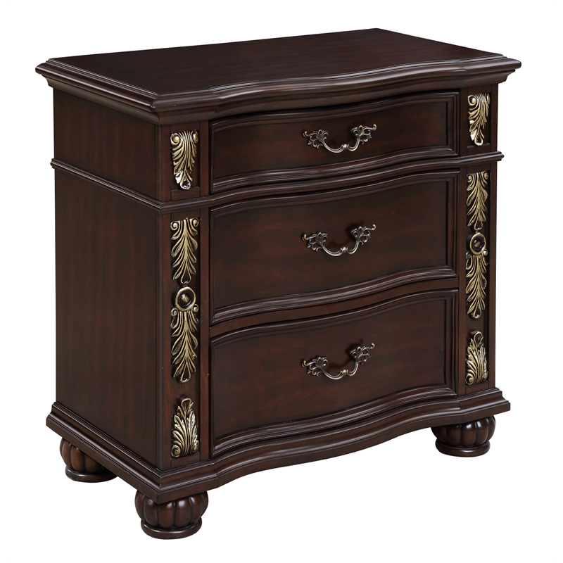 New Classic Maximus 4-PC Wood Queen Bedroom Set with Nightstand in Madeira Brown