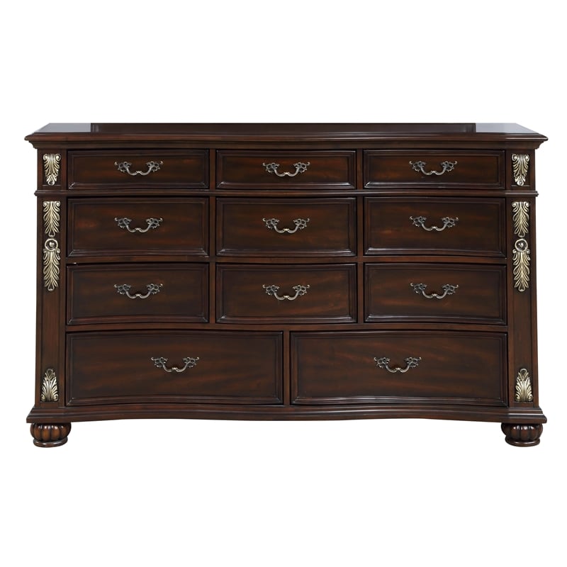 New Classic Maximus 5-PC Wood Queen Bedroom Set w/ 2 Nightstand in Madeira Brown