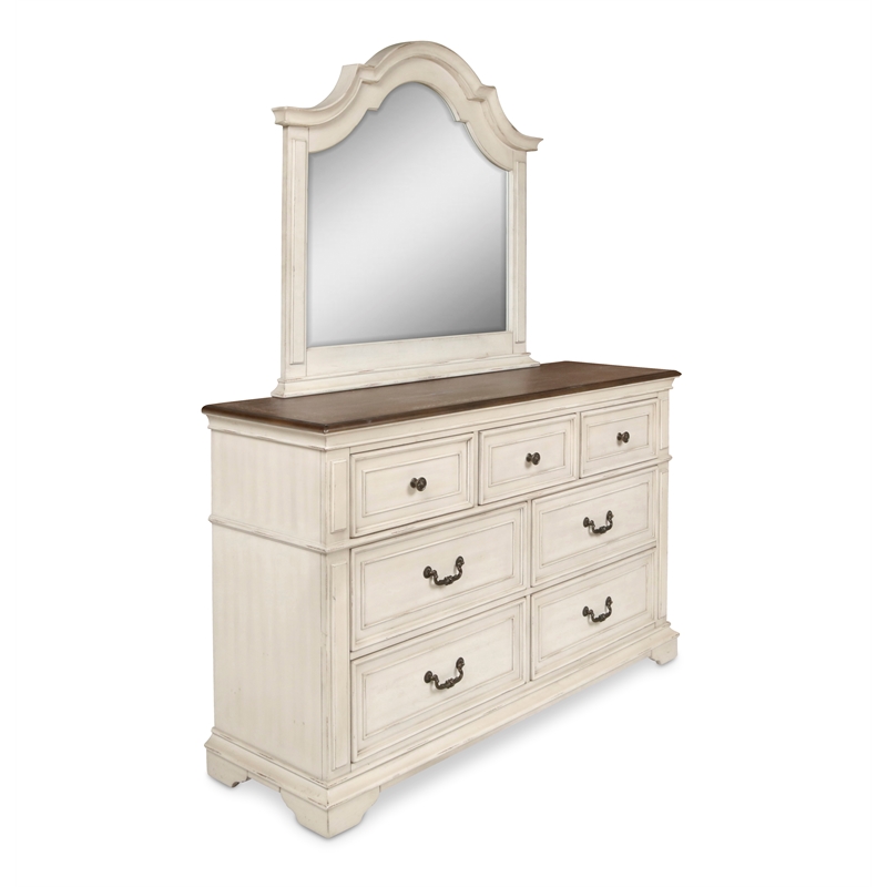 New Classic Furniture Anastasia 6-Piece Wood King Bedroom Set in Ant White