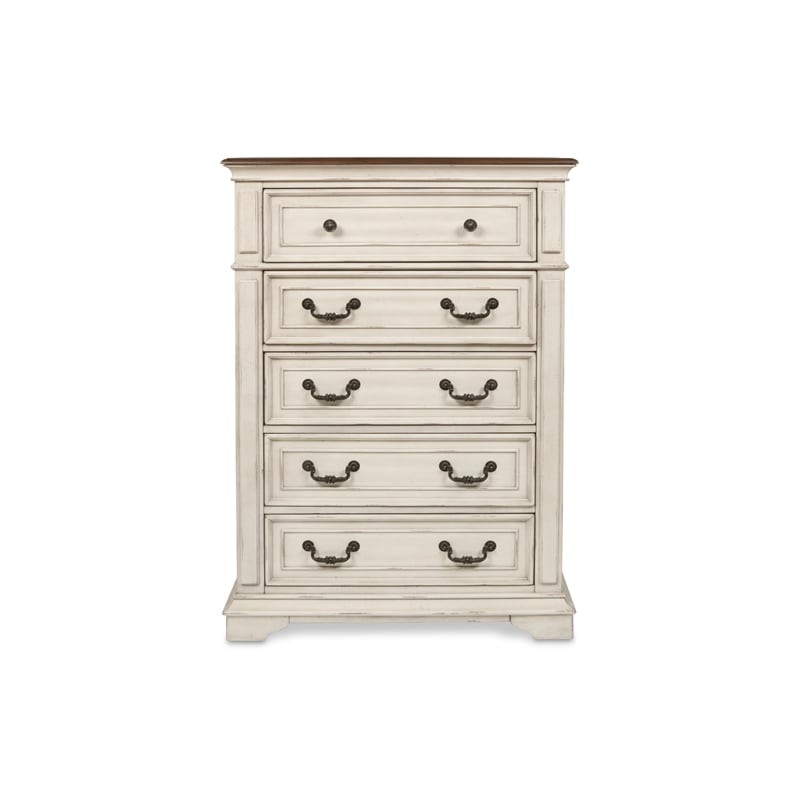 New Classic Furniture Anastasia 6-Piece Wood Queen Bedroom Set in Ant White