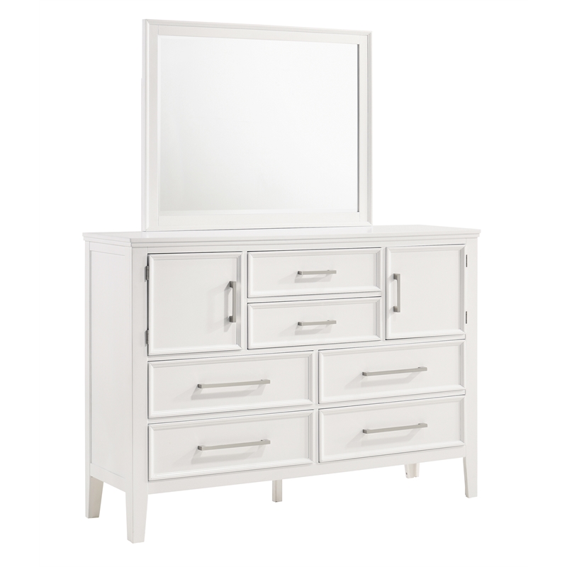 New Classic Furniture Andover Wood Dresser with Mirror in White