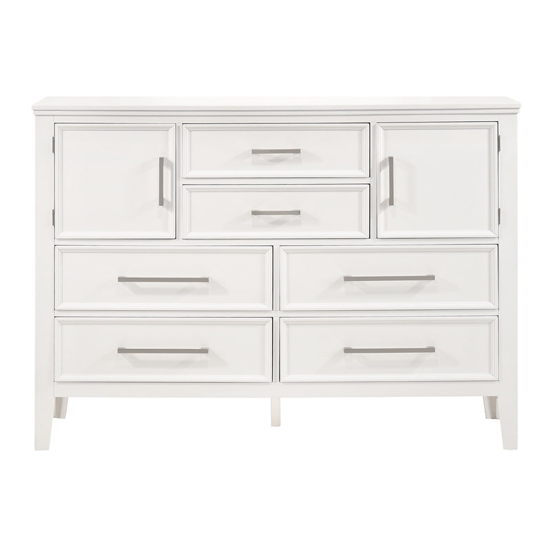 New Classic Furniture Andover Wood Dresser with Mirror in White