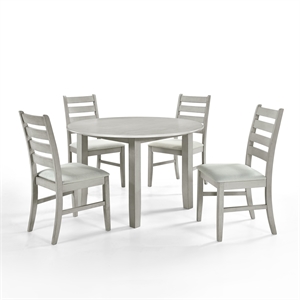 New Classic Pascal 47&quot 5-Piece Round Wood Dining Set with 4 Chairs in Driftwood